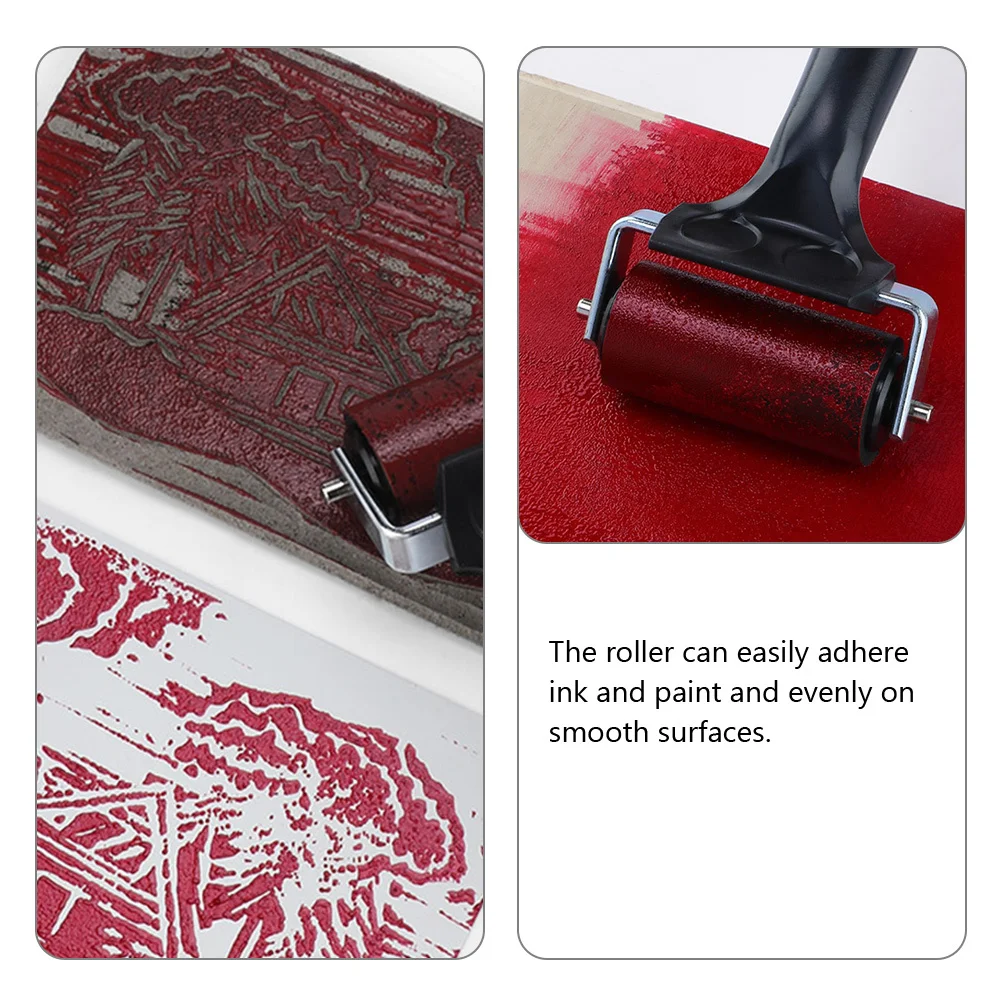 Printmaking Roller Rubber Ergonomic Handle Durable Printmaking Tool for Ink Rubbing Craft Supplies Sticker Burr Roller