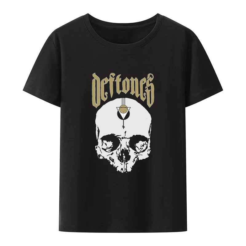 Deftones Skull Black Band Concert T-Shirt Men's Punk Hip Hop T-Shirts Gothic Vintage Rock Tee Shirt for Unisex Streetwear Tops