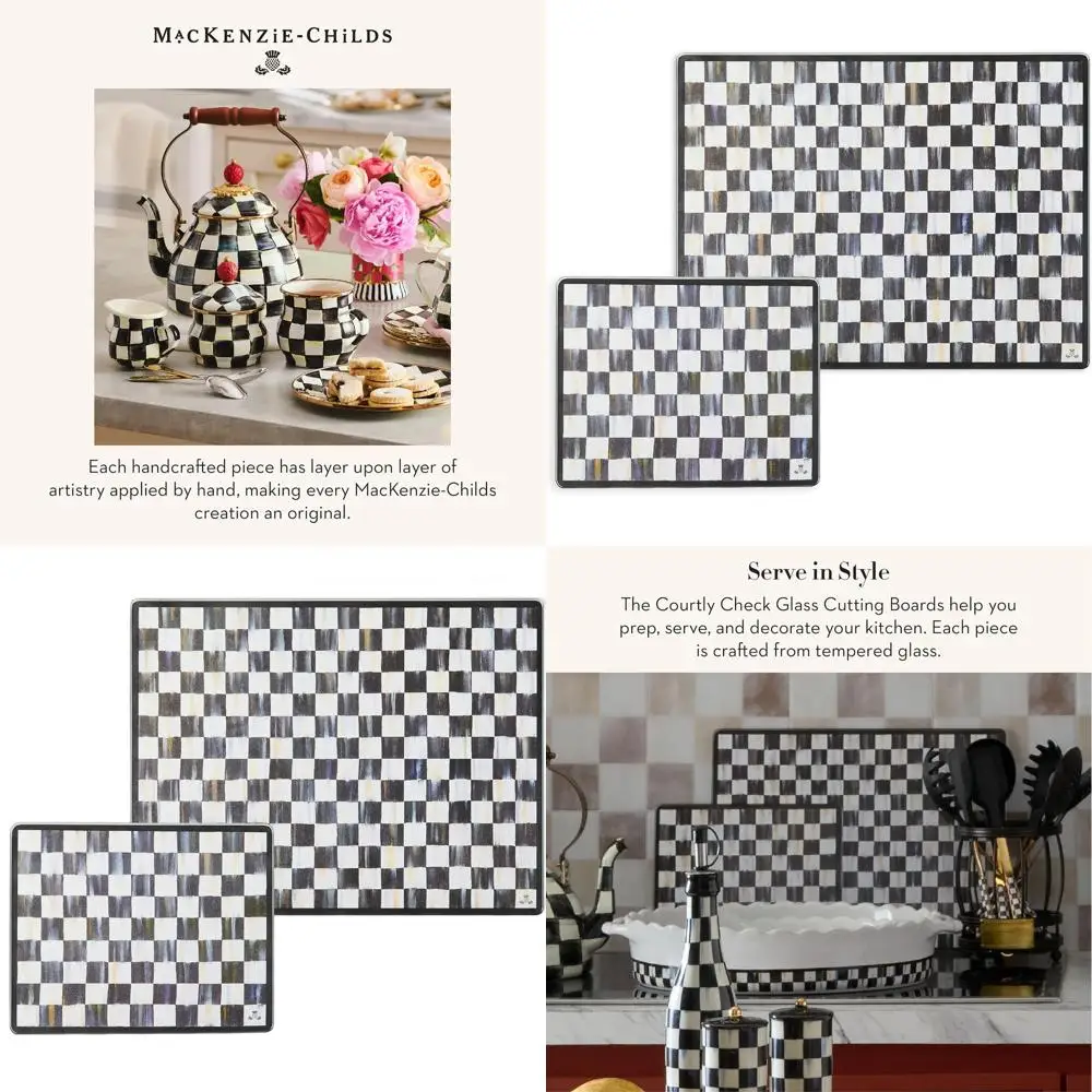 

Большой набор разделочных досок из закаленного стекла в черно-белую клетку, 2 шт.