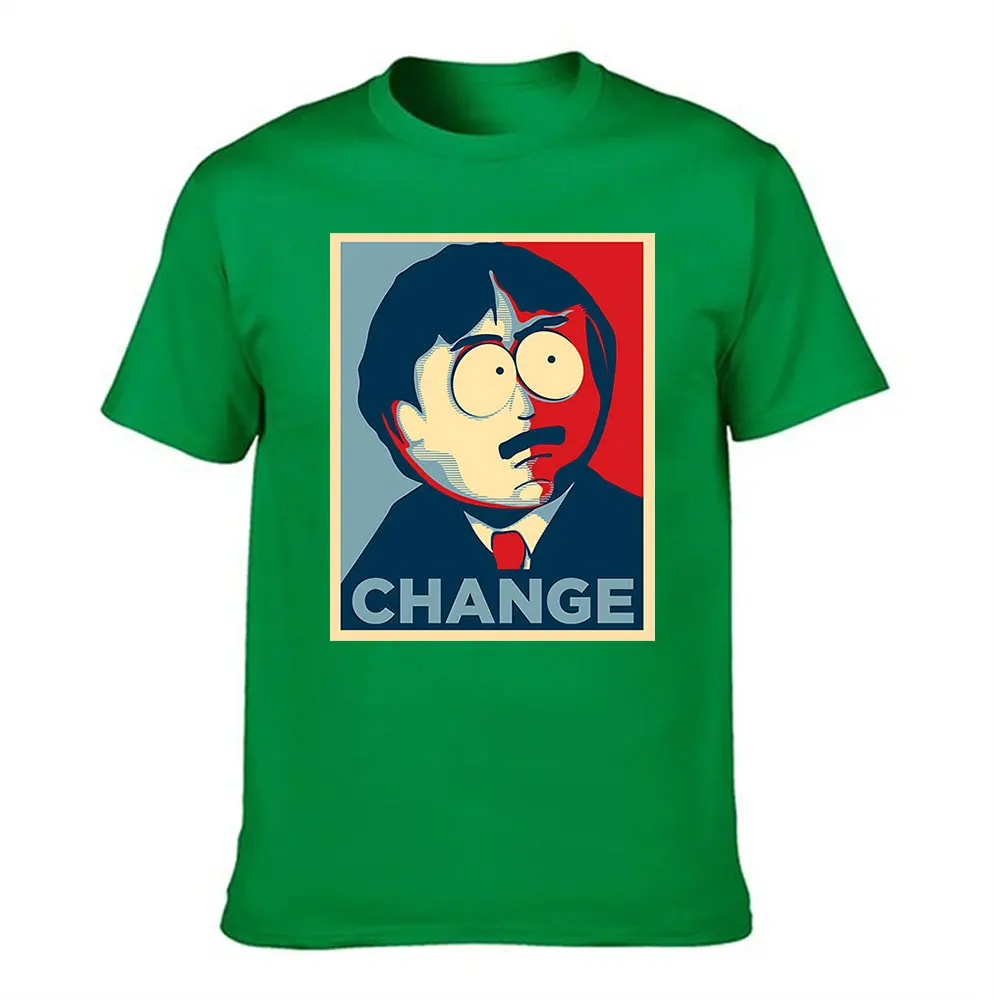 Men's Cotton T-Shirt, South Park Randy Marsh "CHANGE" Graphic Print Crew Neck Casual Tee, Funny Political Meme Top for Fans view 5