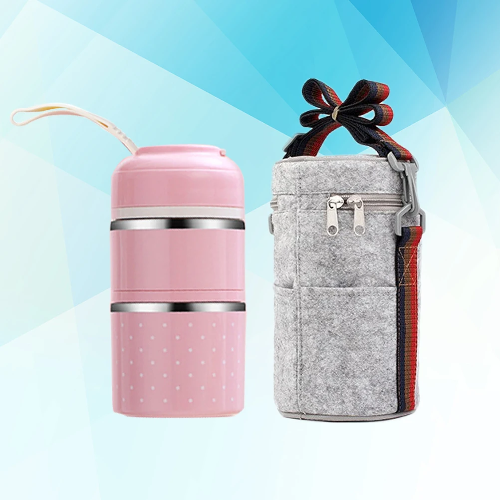 

/Pack Stainless Steel 2-Layer Insulated Lunch Box Bento Container With Carrier Bag Leakproof Design Adjustable Strap Thermal