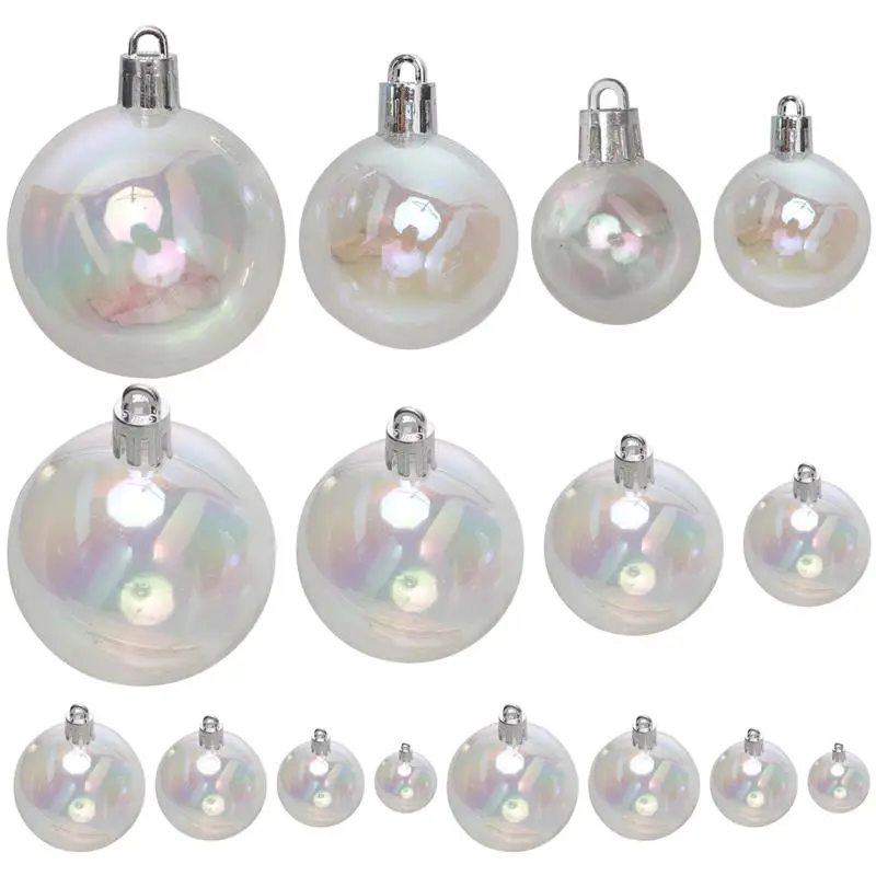 

18pcs 3/4/5/6cm Christmas Transparent Ball Plastic Bauble Xmas Tree Hanging Ornaments New Year Party Decoration