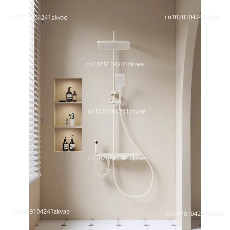 Cream Wind Bathroom Shower Shower Household Set, Gun Gray Milk White Surface Bath Integrated