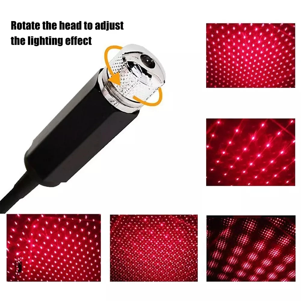 USB Decorative Lamp Adjustable Car Interior Decor Light Romantic LED Car Roof Star Night Light Projector Atmosphere Galaxy Lamp