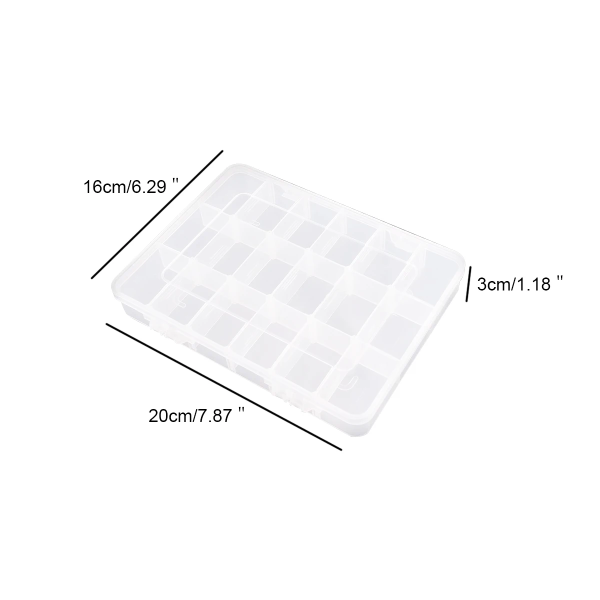 2 Pcs 18 Compartments Clear Crafts Organizer Transparent Storage Box for Tape Art Supplies and Sticker Stationery