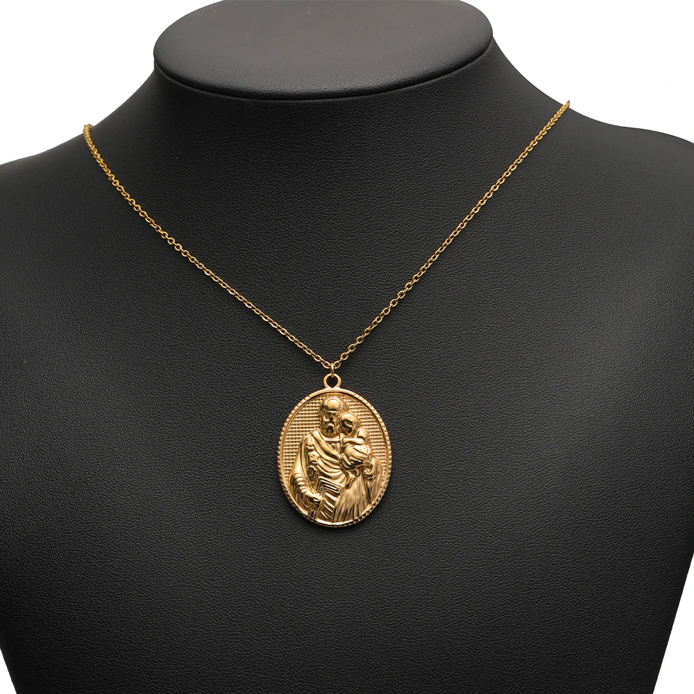 5 Stück Edelstahl Religiöse Anhänger PVD Gold Ovale Charms für DIY Modeschmuck Halskettenherstellung Ohrringe Armband Zubehör – Detail 5
