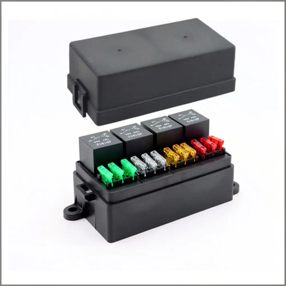 Automotive 12V Fuse Relay Block Holder Universal Circuit Protection System Prewired Socket For Car Trailer Truck Boat Utility