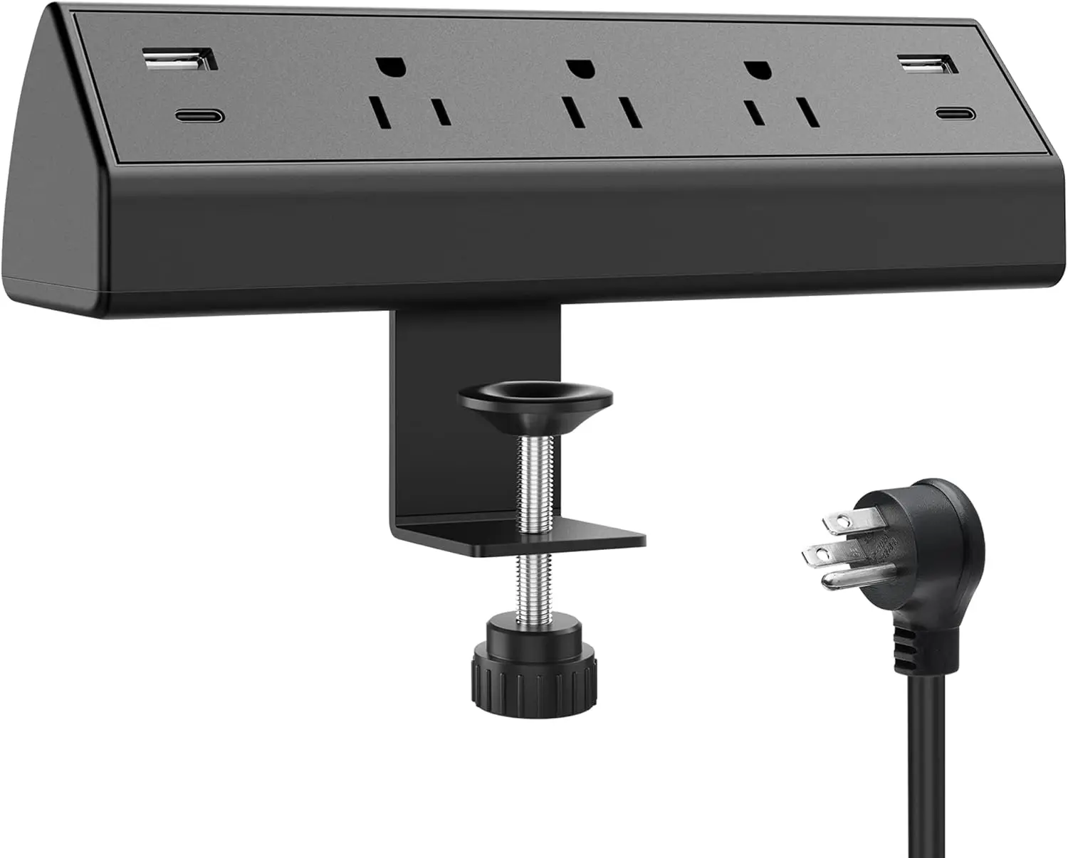 

Зарядная станция 40 Вт с быстрой зарядкой, 2 портами USB-C PD, защитой от перенапряжения для крепления на край стола, 3 розетками для домашнего офиса