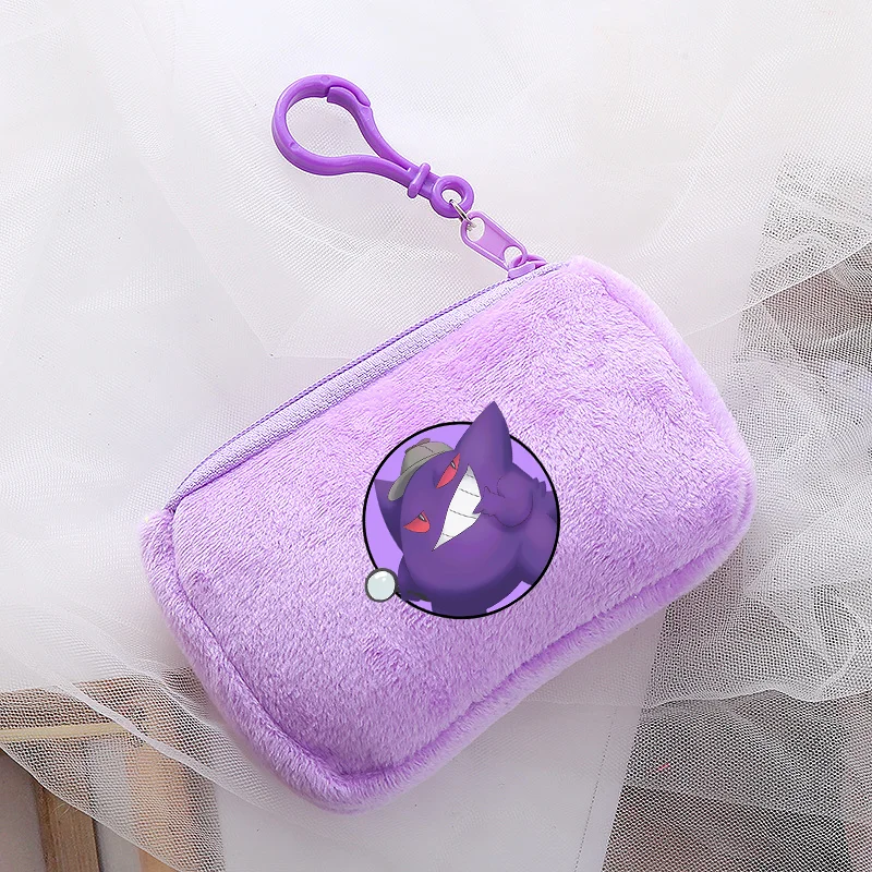 Mini porte-monnaie en peluche Pokemon Pikachu, dessin animé Anime, sac de rangement carré en toile pour étudiant, sac à main pour garçon et fille,