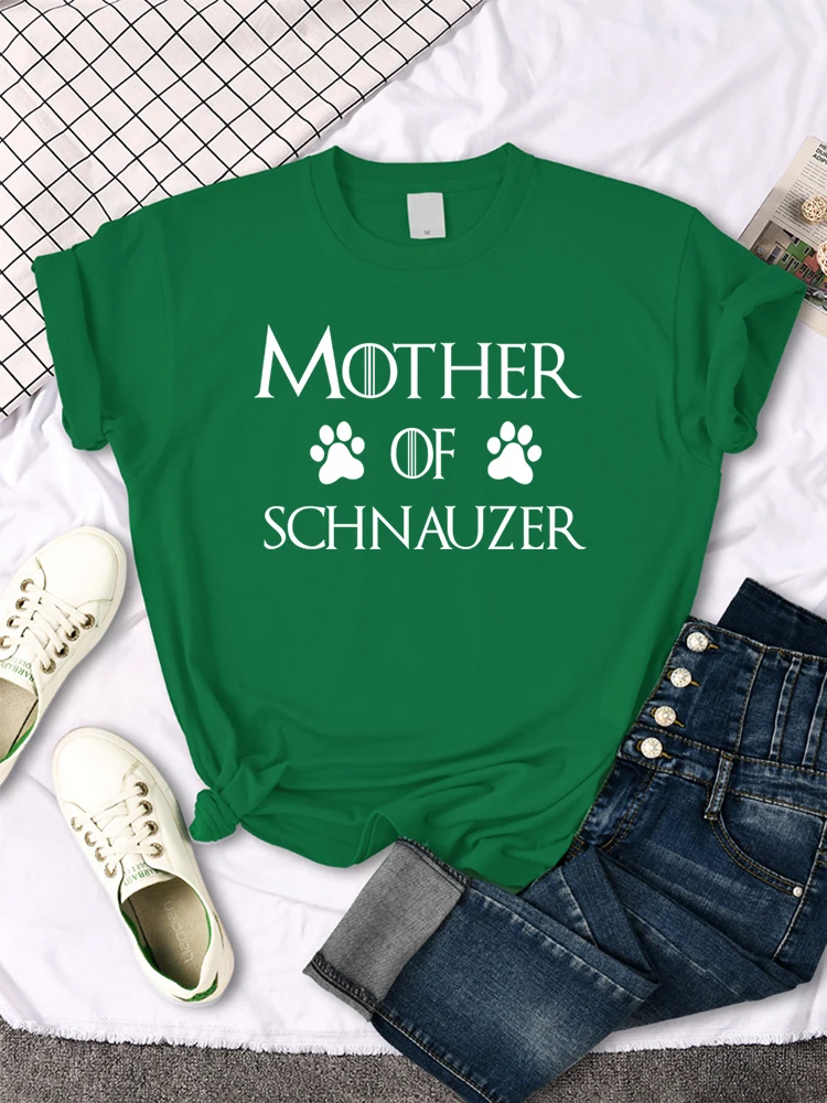 Mother Of Schnauzer Cute Claw Print T-Shirt Street Hip Hop T-Shirt Niche Comfortable Tshirt Round Neck Hipster Streett-Shirts