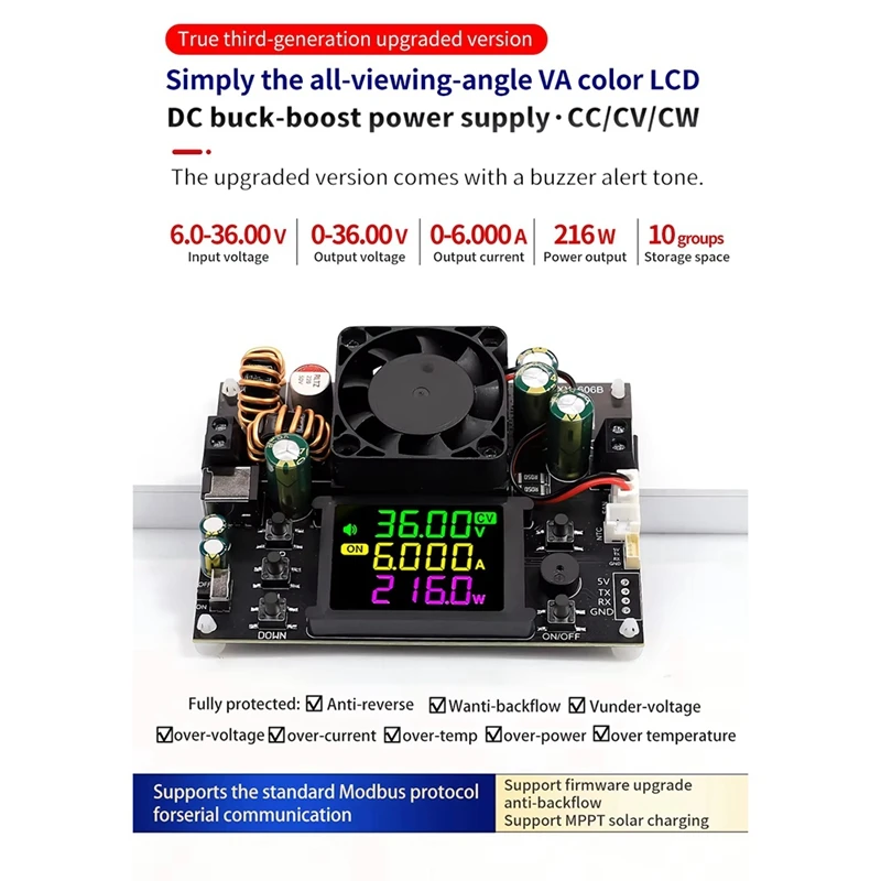 XY3606B 216W Adjustable Voltage Regulator Power Supply+433M Kit DC Buck Boost Converter Voltage/Current Step-Down Module-A51M