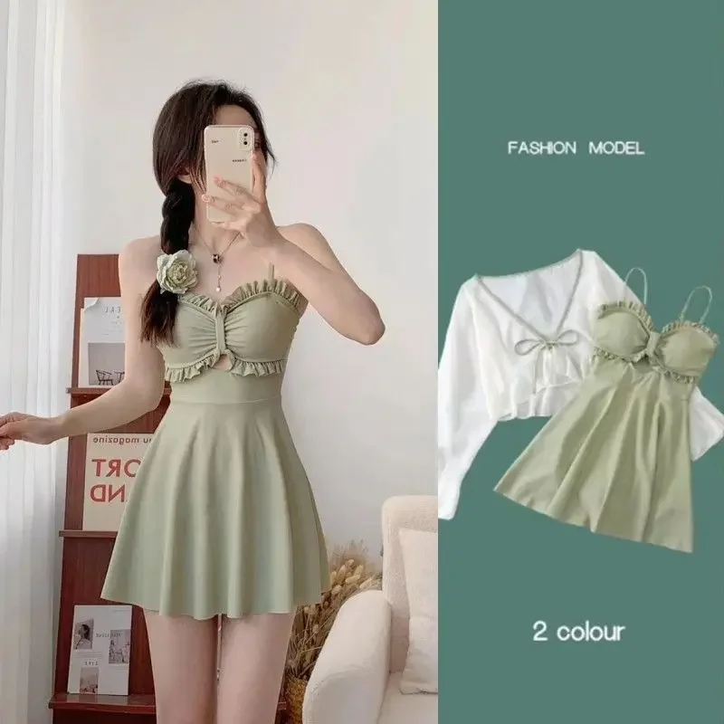 

Women's Skirt Style Covers Belly and Makes Students Look Slim and Conservative Avocado Green Hot Spring Summer White Ins