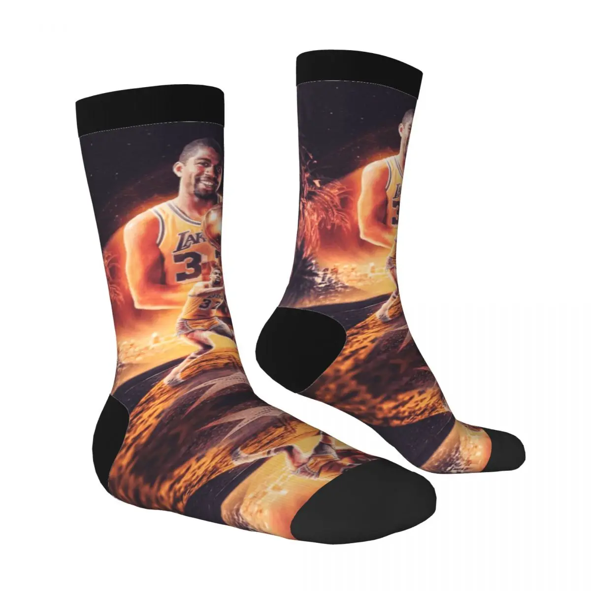 Magics And Johnsoner 2023 Basketball Stars (14) Contrast color socks Field pack Elastic Socks Humor Graphic Casual Graphic