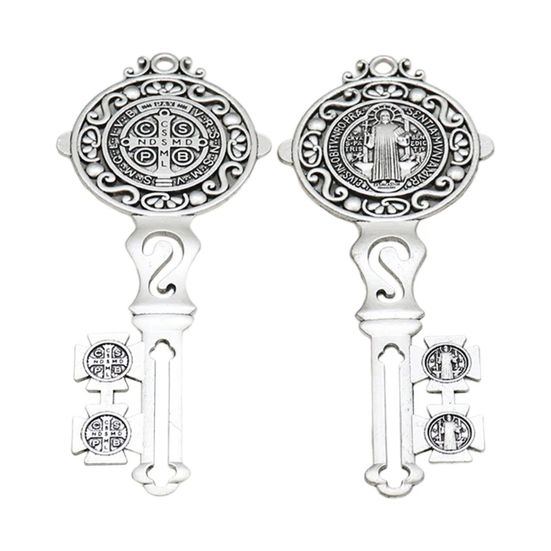 2Pcs Elegant Christ Key Wall Door Hanger Multi Purpose Metal Necklace