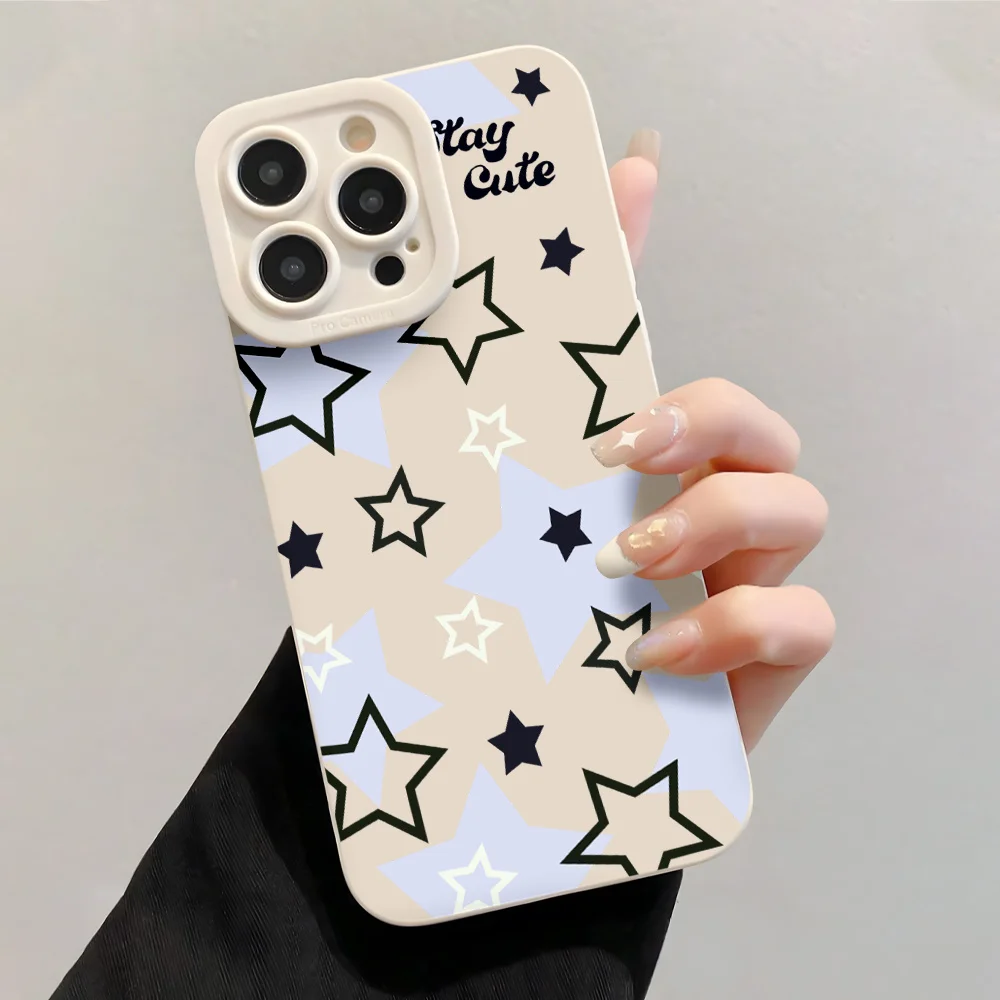 Light Blue Black Star Phone Cases For Samsung Galaxy S25 Plus FE Ultra A56 A53 A54 A55 A35 A36 S26 S24 Lanyard Wrist Strap Cover view 4