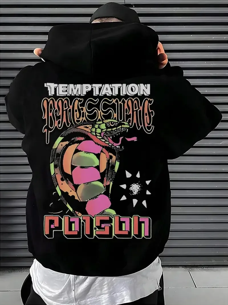 

Змеиный графический принт, осенние и зимние мужские и женские толстовки из чистого хлопка, уличные спортивные тренировочные брендовые модные бренды