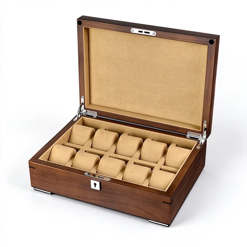 10 Slots Wood Watch Case Storage Box New Solid Watch Organizer Wooden Watch Holder For Men Fashion Watch Box Gift