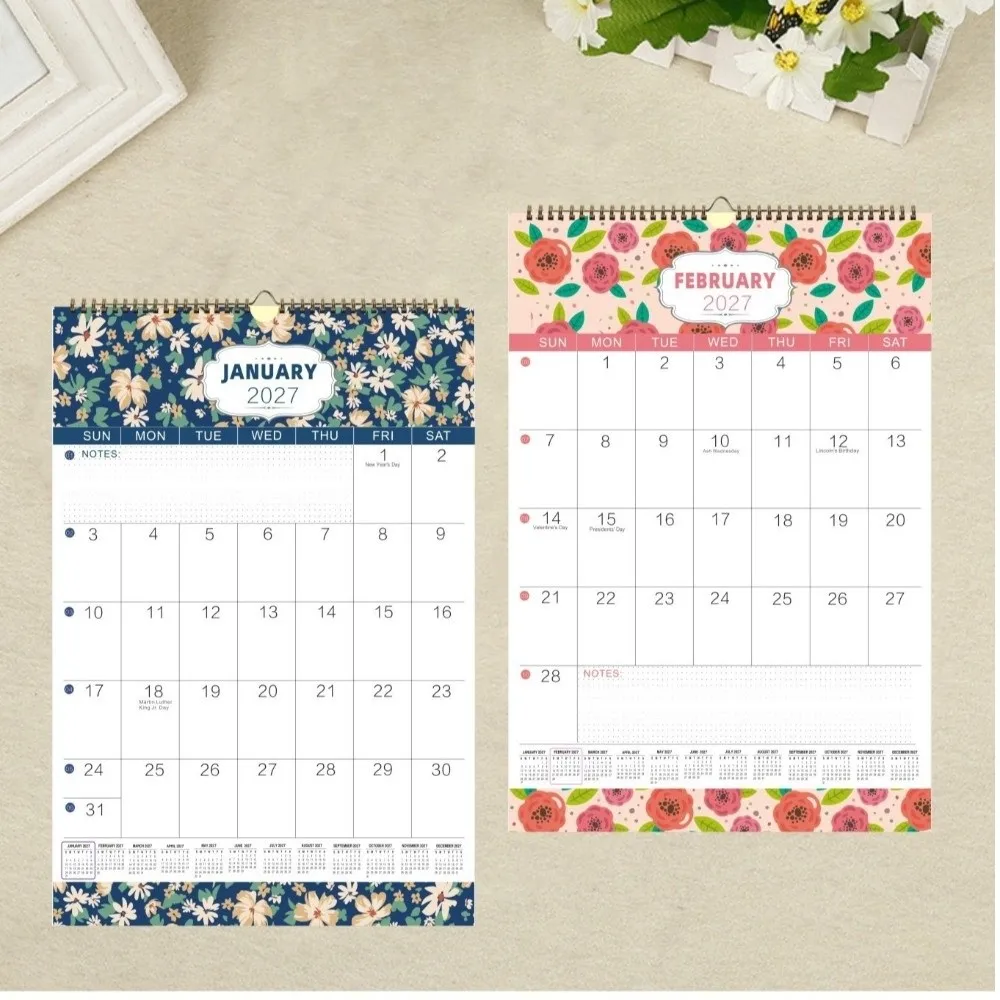 

Настенный календарь из плотной бумаги с крючком, отмеченные праздники, для ежедневного планирования, июль 2026 г. - декабрь 2027 г.