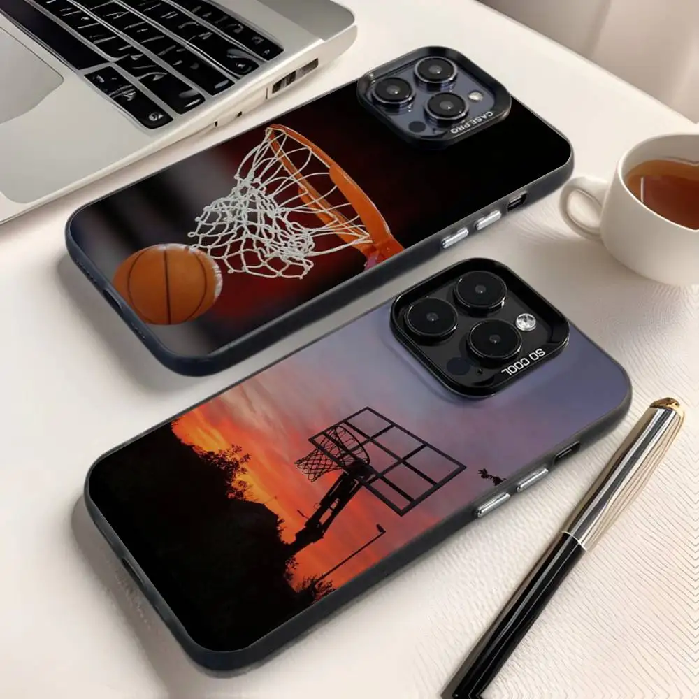 

basketball Phone Case For iPhone 16,15,14,13,12,11,8,7,Pro,Max,Plus,Mini,XS,SE Anti Fall Black Matte Hard
