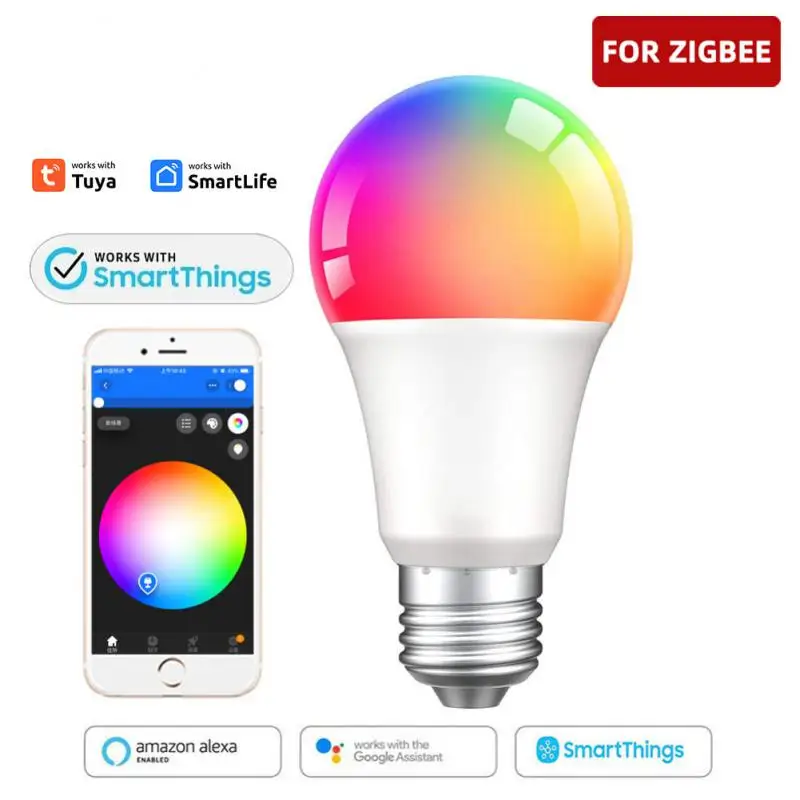 9/12/15/18W Tuya Zigbee E27 RGB Smart Light Bulb 110V 220V Smart Life Control Dimmable Color Bulb Voice Control Via Alexa Google