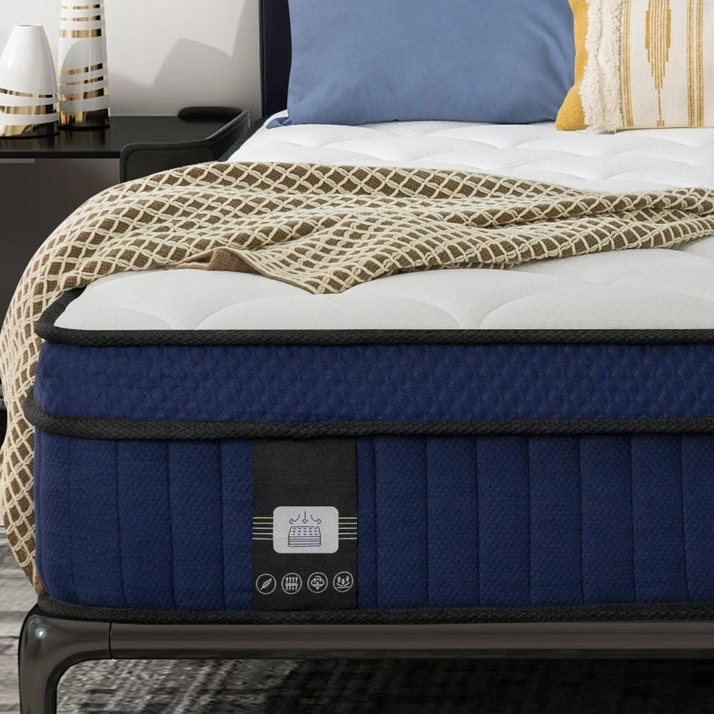 

Mattress, 12 Inch Pillow Top Mattress in a Box, Medium Firm Fiberglass-Free, Soft Breathable Pressure Relief Memory Foam Hybrid
