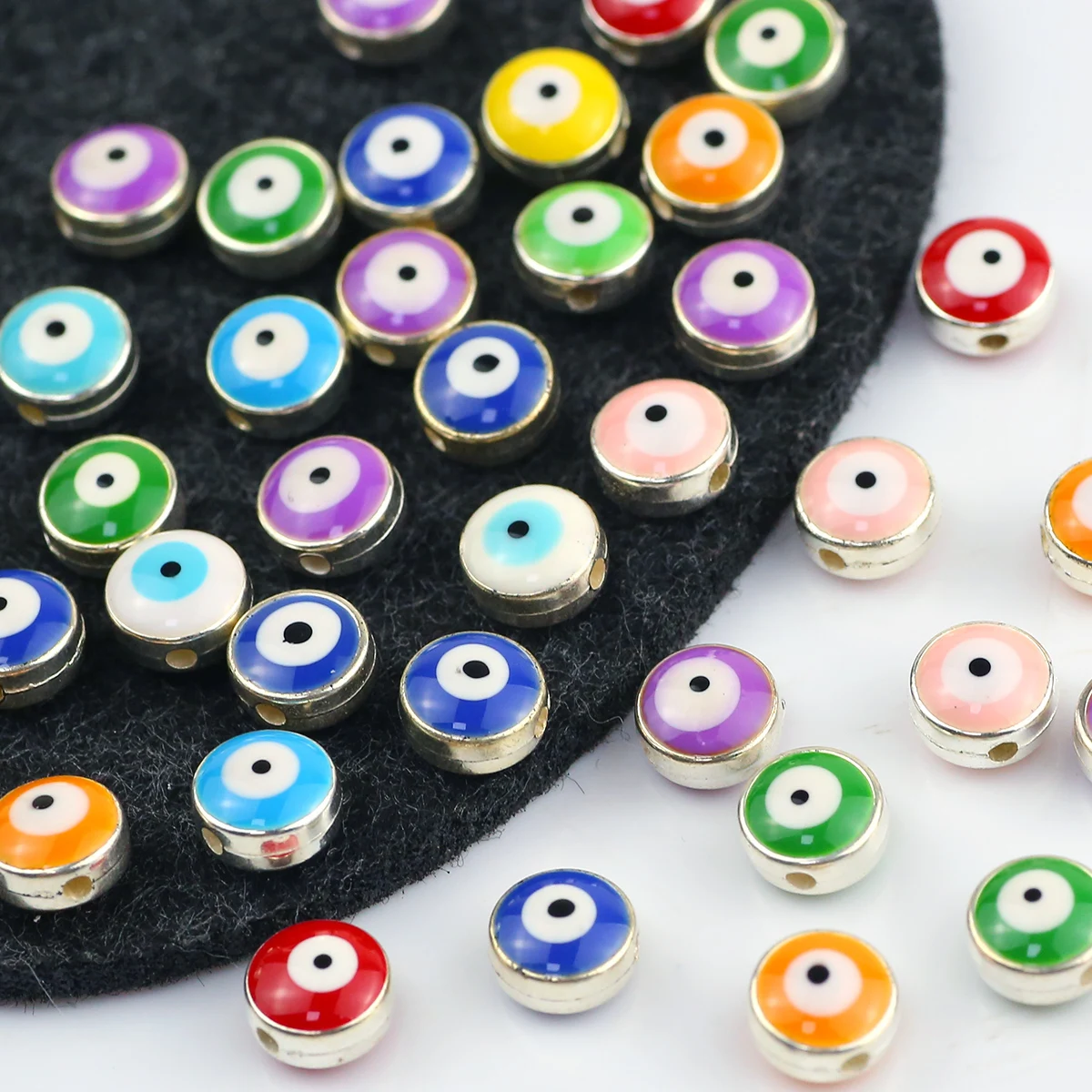 8mm 5/10/20Pcs Silver The Eye of The Demon Plastic Round Beads for Jewelry Making Bracelet Necklace Keychain DIY Accessories