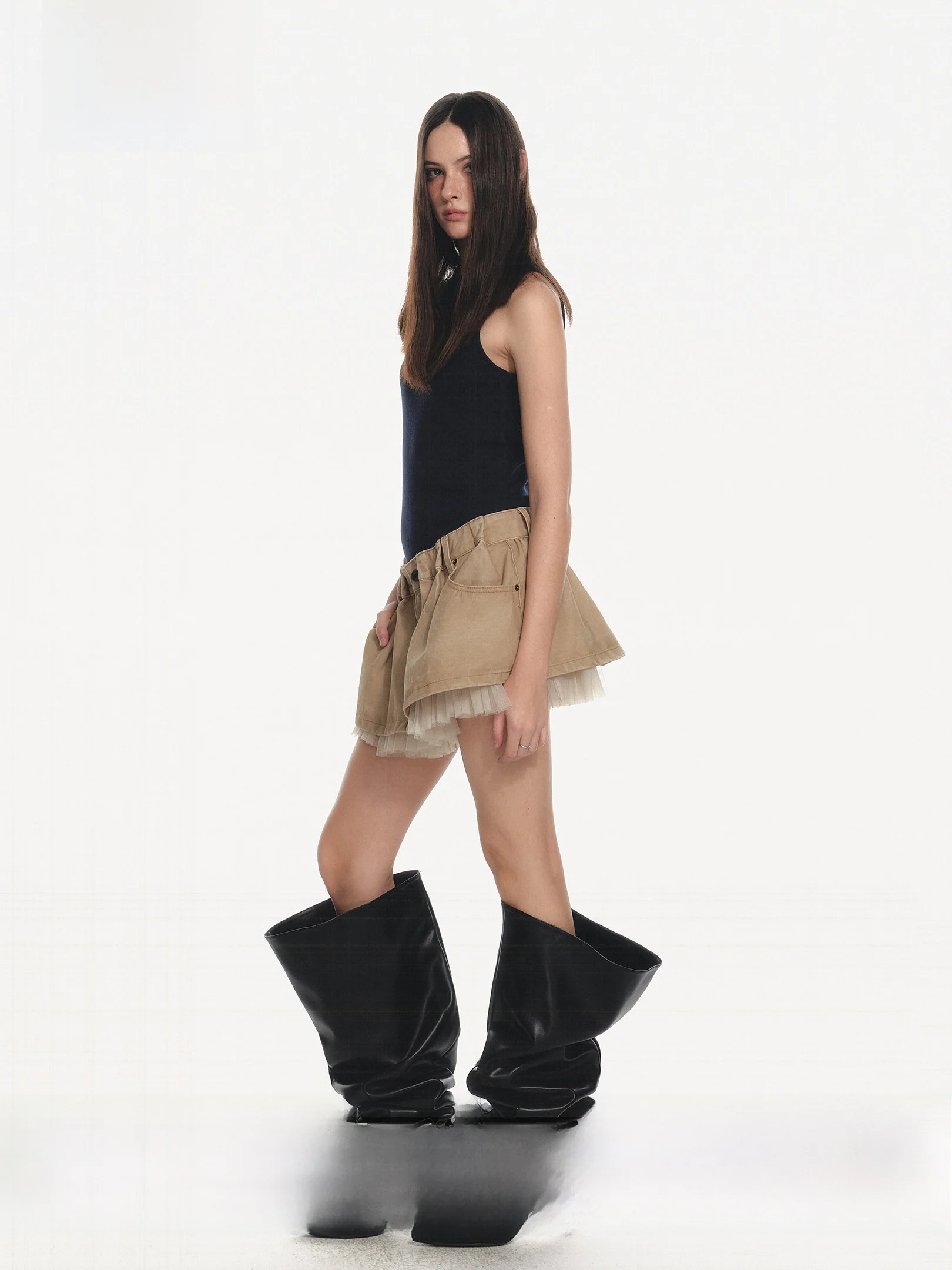 

Винтажная джинсовая юбка Tee Goood с плиссировкой и вставками, женская повседневная дышащая хлопковая юбка А-силуэта с низкой талией