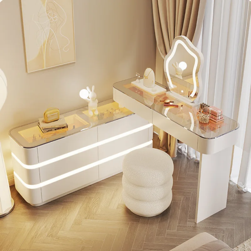 

Solid wood dresser bedroom modern simple cream wind bed tail corner makeup table chest integrated