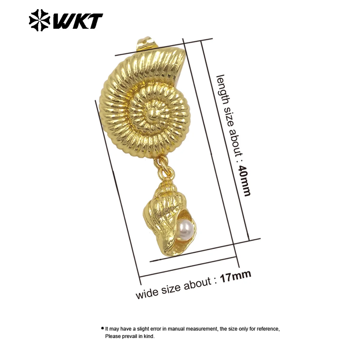 WT-ME131 WKT Wholesales Yellow Brass Artificial Pearl Silver/Gold Earring For Girl Precious Gifts 6