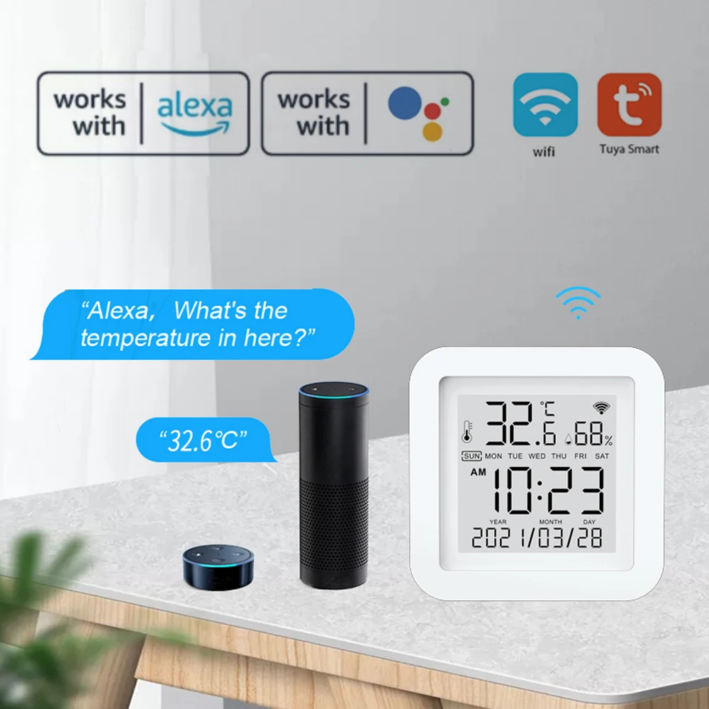 Tuya WiFi schermo LCD alimentazione USB sensori Intellgient interruttore oy/℃ ora/data/temperatura/umidità Display Home