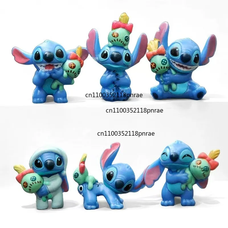 โมเดลตัวการ์ตูนลิโลแอนด์สติทช์ 6 ชิ้น ปี 2025 ของสะสมอนิเมะ ตกแต่งโต๊ะทำงาน ของตกแต่งเค้กวันเกิด ของเล่นเด็ก ของขวัญ