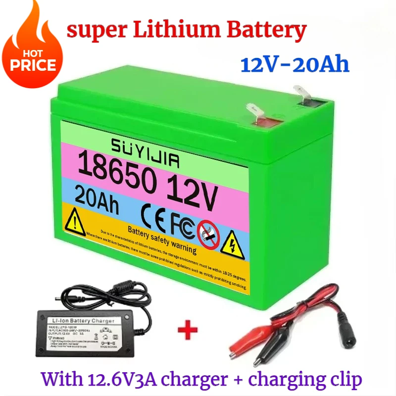 

12V 10Ah 12Ah 20Ah 18650 Battery Pack 18650 Lithium Battery Recharable Solar Storage Battery Electric Lighting