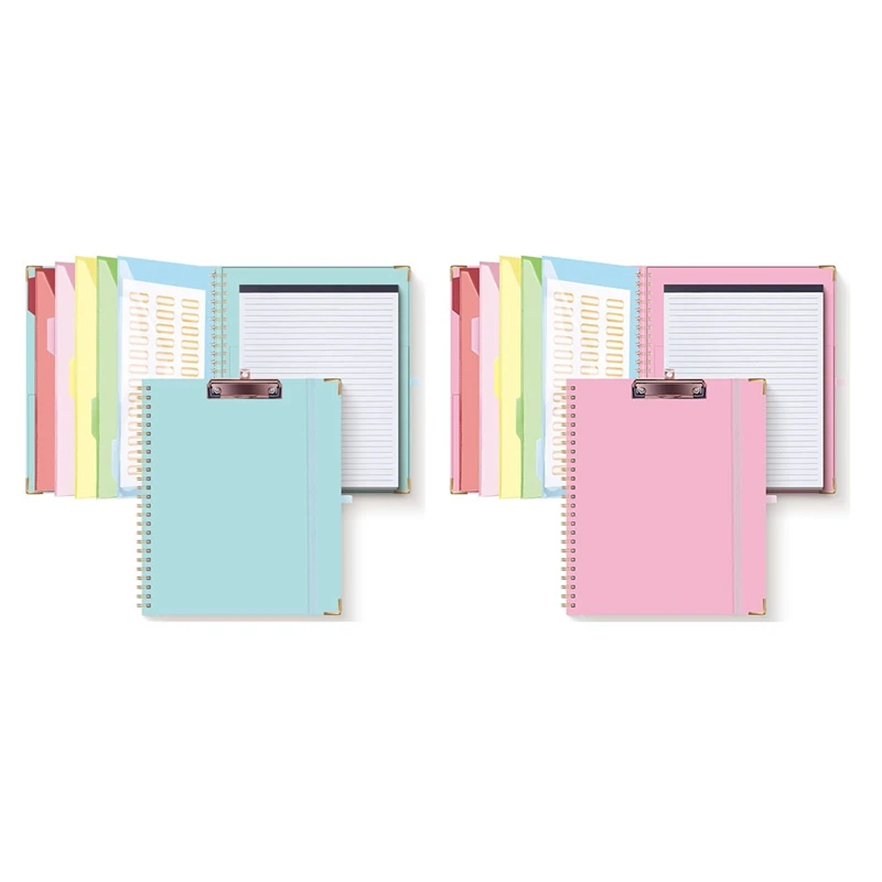 Top-Clipboard Folio,5 Dividers With 10 Pockets, Elastic Pen Holder And Folder Labels, Spiral Nurse Clipboard Art Board