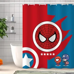 Q Version of Spiderman Shower Curtain for Bathroom with Hooks Cartoon  Avengers Waterproof Bath Drapes 150x180cm Kids Gift