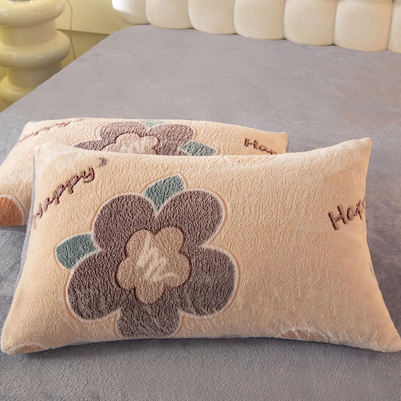 Bonenjoy Soft Pillowcase Melange Velvet Pillow Cover Cartoon Style Pillowslip 2pcs Cushion Cover 48x74cm fundas de almohada