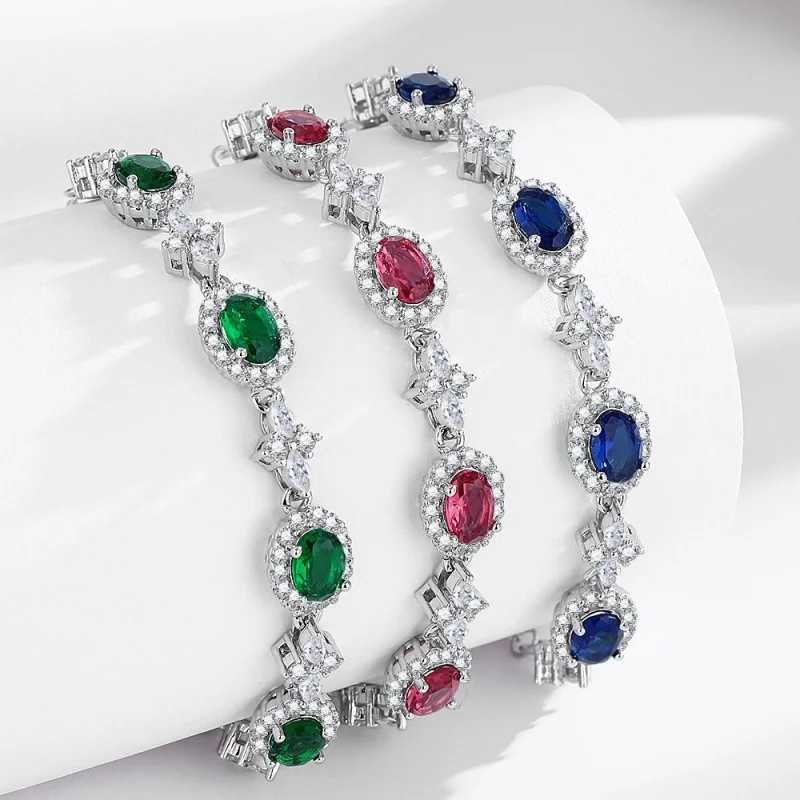 

Exquisite crystal colored AAAA zircon bracelet - fashionable and elegant jewelry for ladies = suitable as a gift