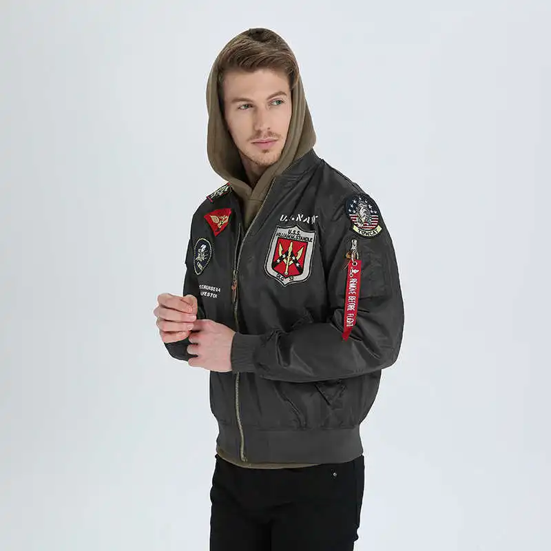 

Spring and Autumn Men's MA-1 Pilot Jacket Embroidered Zipper Multi Pocket Military Coat Men's Outdoor Sport Combat Bomber Jacket