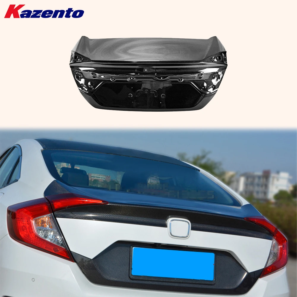 

For Honda 16-18 10th Civic FC OEM Style Carbon Fiber Rear Trunk Boot Lid