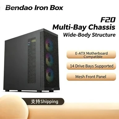 High‑Capacity Multi‑HDD NAS PC Case, Fit E‑ATX Mainboard, SSD HDD Installation Slots Desktop Storage Chassis