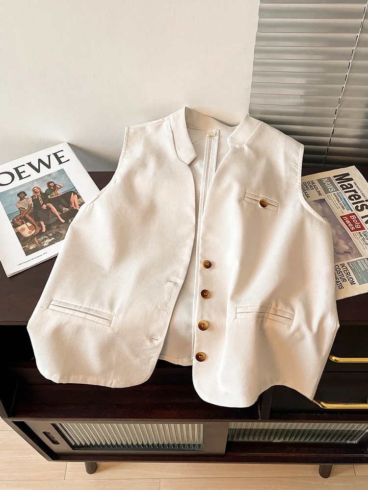 

Sli винтажный костюм с v-образным вырезом, жилет, женский летний модный многослойный коврик с подплечниками, топ на пуговицах, обычная длина