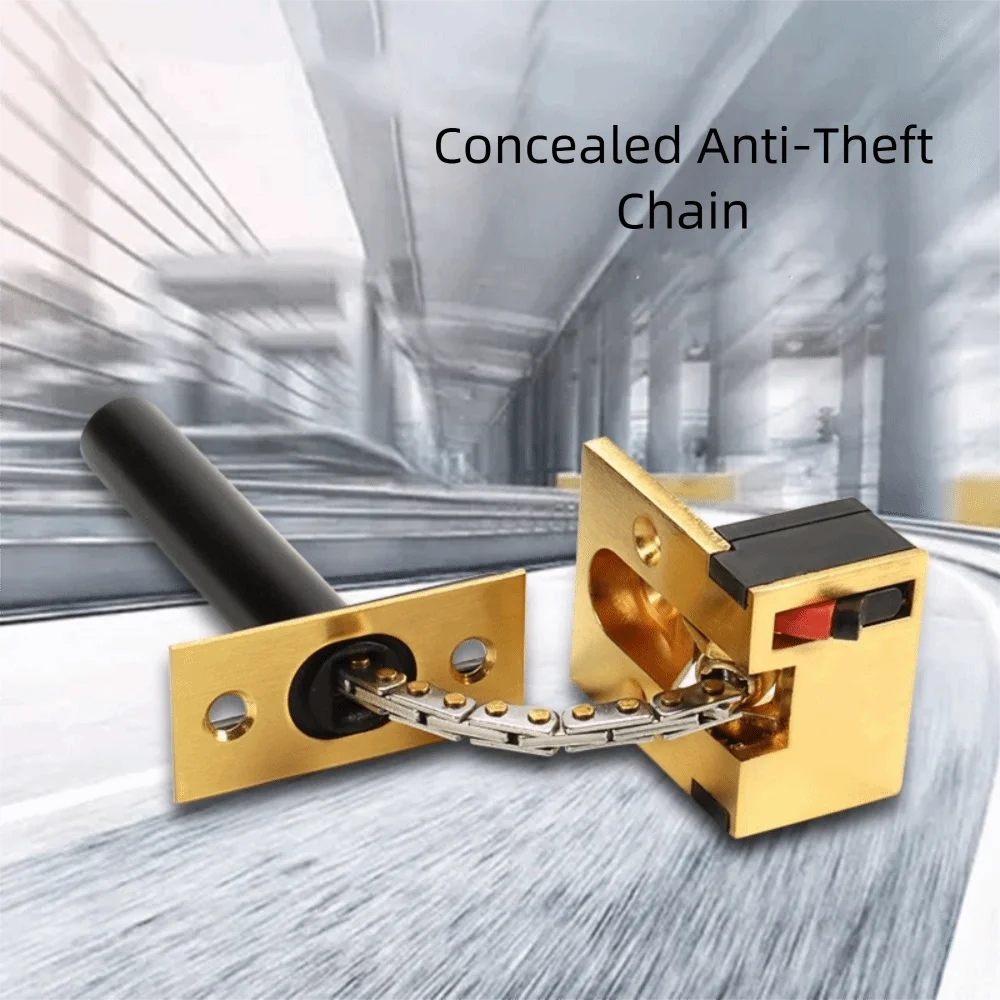 

Anti-theft Door Chain Lock Aluminum Alloy Retractable Chain Hidden Safety Chain with Screws Quiet Use Security Door Lock