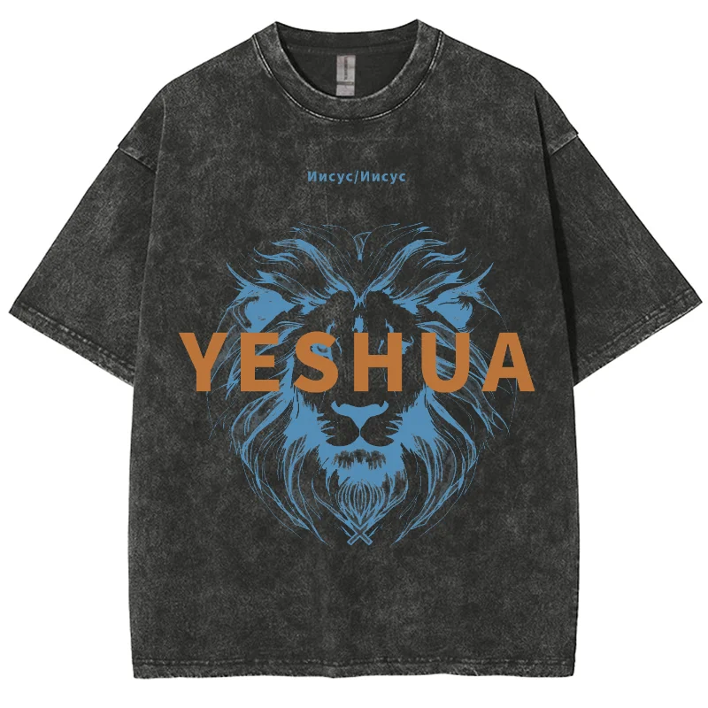 God's Plan Graphic Print Washed Tshirt For Men, Oversized Faith Yeshua TShirt Unisex , Jesus 100% Cotton Four Seasons Tops Tees