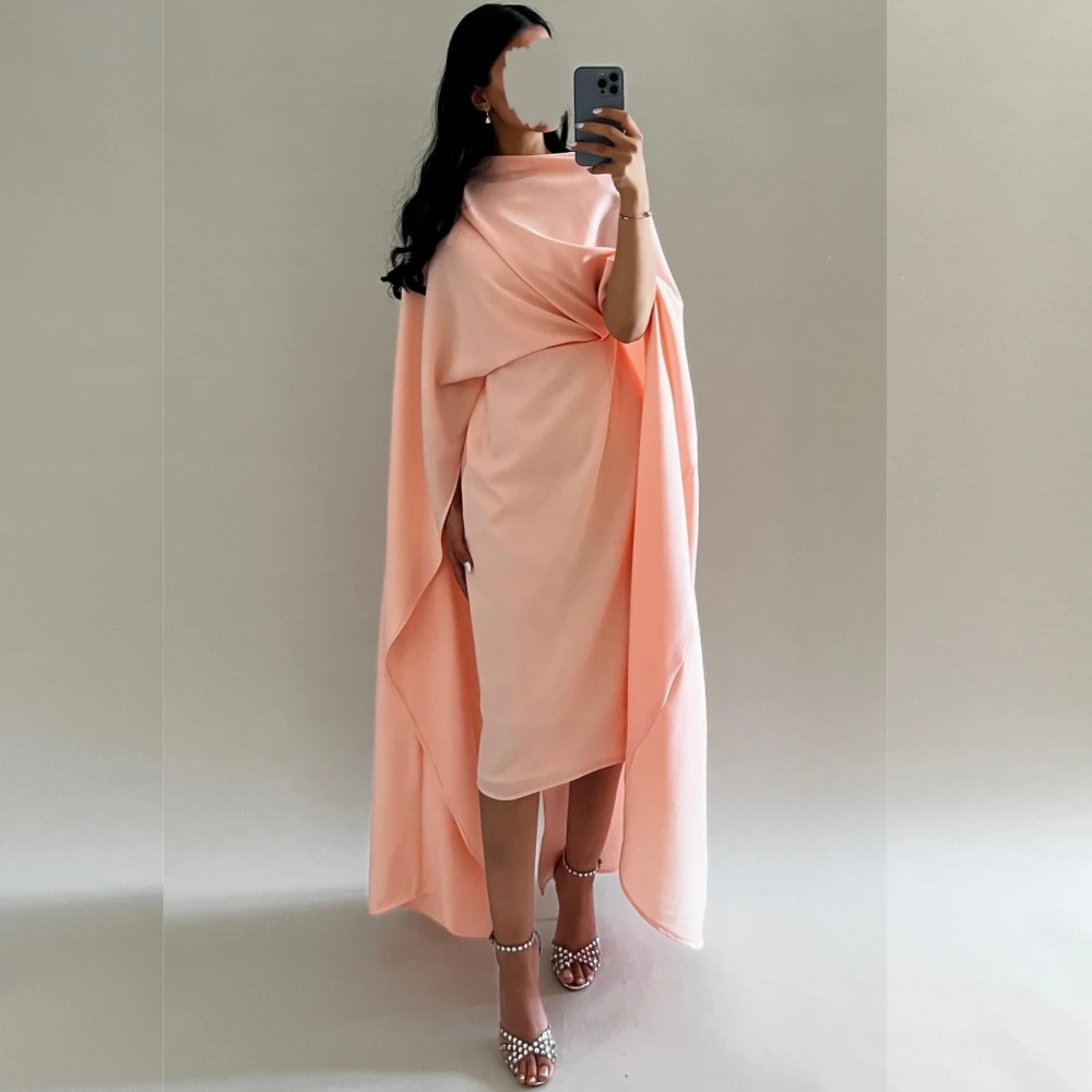 Jiayigong    Saudi Arabia Jersey Pleat Homecoming A-line High Collar Bespoke Occasion Gown Midi es