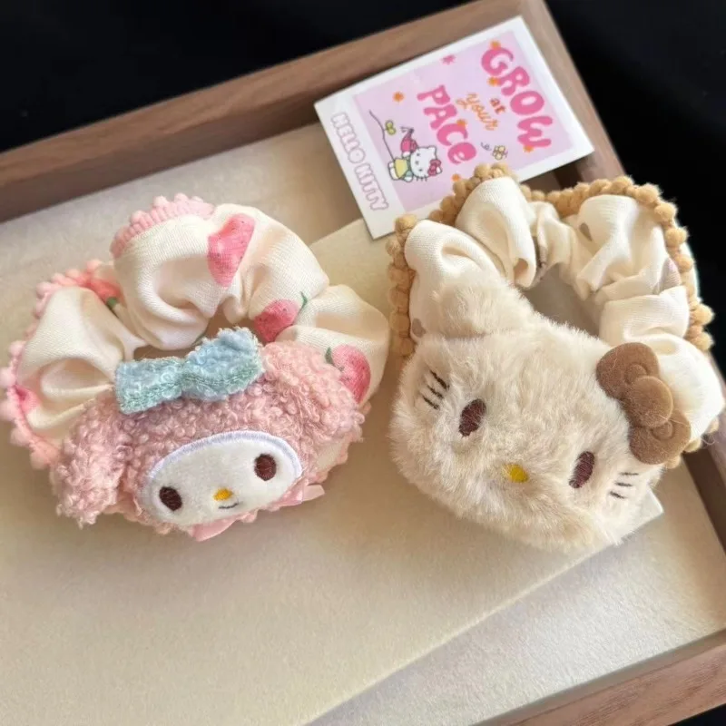 

Sanrio Hello Kitty Elastic Hair Bands for Women Fashion Cartoon My Melody Plush Hair Accessories Girls Hair Ties Holiday Gifts
