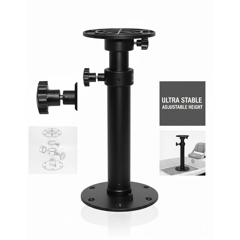 Aluminum RV Table Leg with Detachable Base, Height Adjustable from 17.8 to 27.2 Inches, Suitable for Campervans, Boats, Yachts.