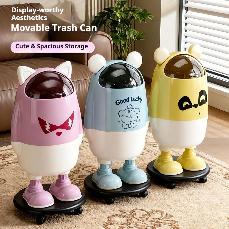 # Stylish Cute Elevated Trash Can Trash Bin Kitchen Bathroom Living Room Waterproof Luxury Flip Lid Pedal Garbage Bin Recicle