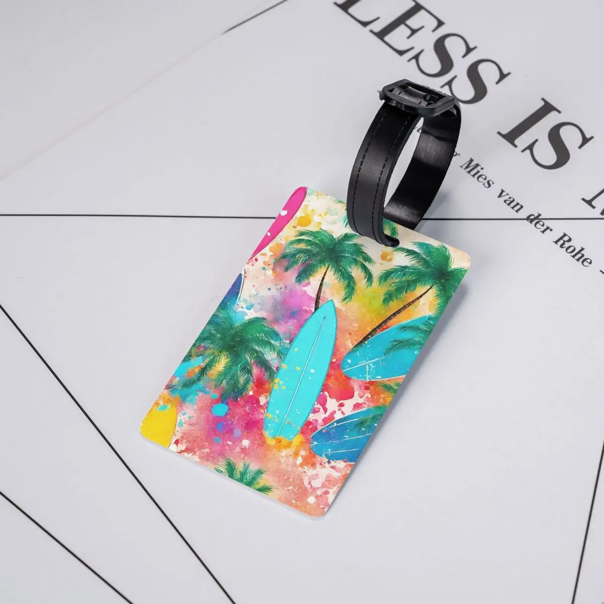 شاطئ النخيل وركوب الأمواج الصيف سبلاش علامات الأمتعة حقيبة السفر المحمولة الأمتعة الصعود علامة التسمية حامل معرف اسم العنوان #5