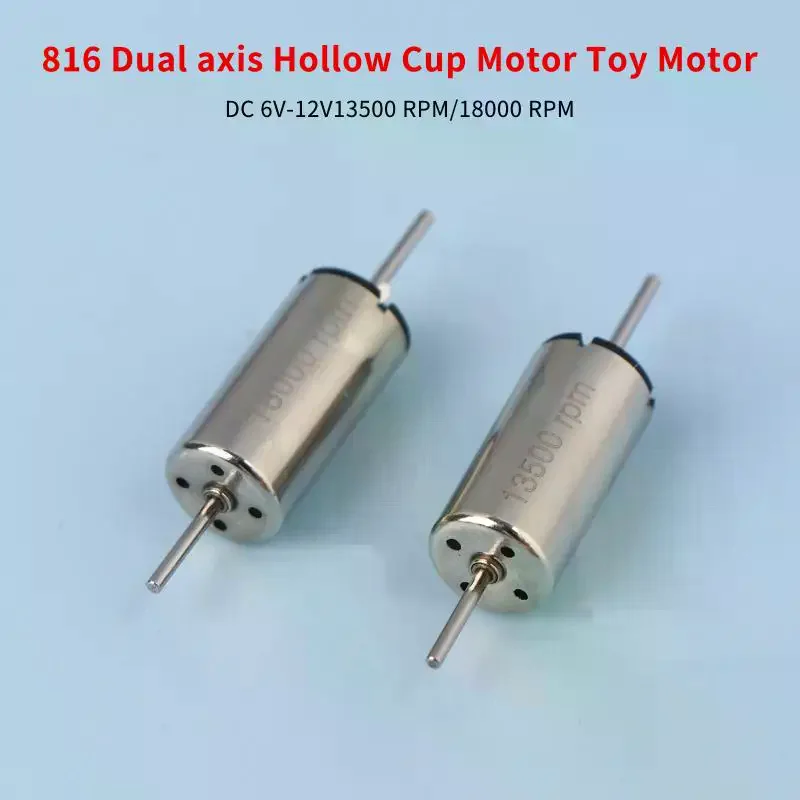 /PFU/816 Coreless Motor Dual Shaft DC 12V 13500RPM 18000RPM High Speed Strong Magnetic For RC Rail Train Drone Toy Tiny