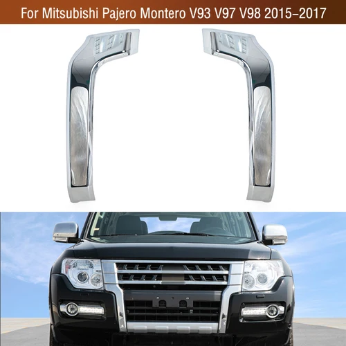 Parachoques delantero faro inferior moldura de tira cubierta decorativa tapa para Mitsubishi Pajero Montero V93 V97 V98 2015 2016 2017
