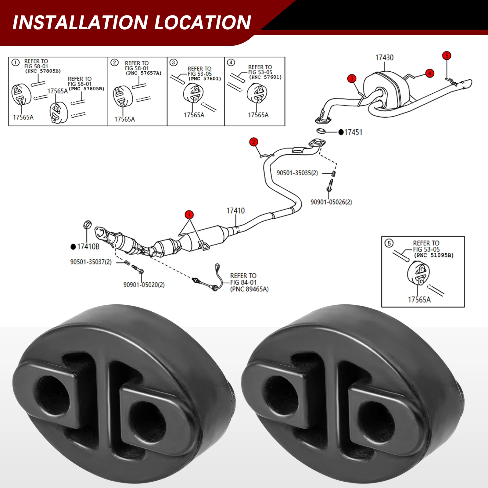 2pcs Rubber Mount Bracket Hangers For Auto Muffler Exhaust Tail Pipe for Lexus Citroen C1 Peugeot 107 108 Toyota Car Accessories view 3